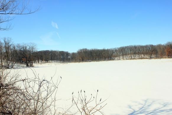 another frozen lake at lake maria state park minnesota