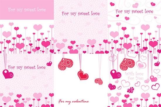 valentines cards templates pink red hearts decor