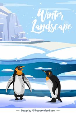 antarctic scene background ice penguine sketch