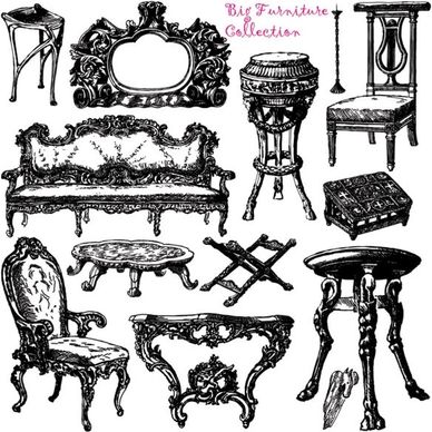 antique furniture handpainted pattern vector