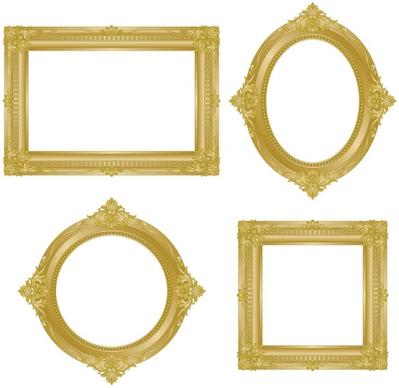 antique gold frame 02 vector