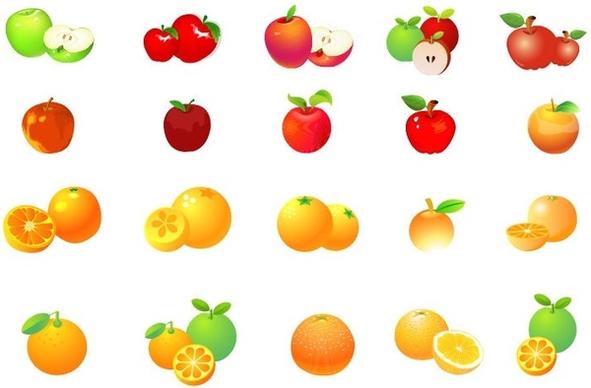 Apple and Orange Vector Graphic Set
