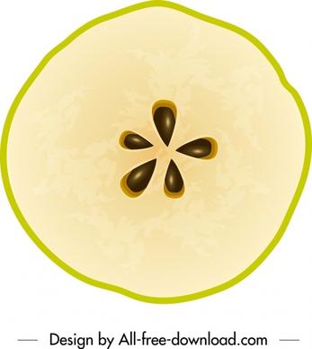 apple fruit icon flat slices horizontal cut sketch