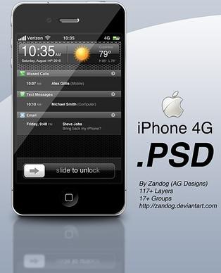 apple iphone 4g psd layered