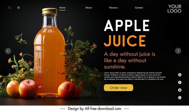 apple juice landing page template elegant contrast design 