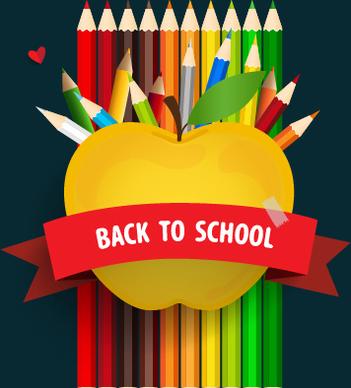 apple with school elements background vector