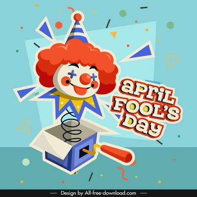 april fools day banner template clown toy geometric shapes