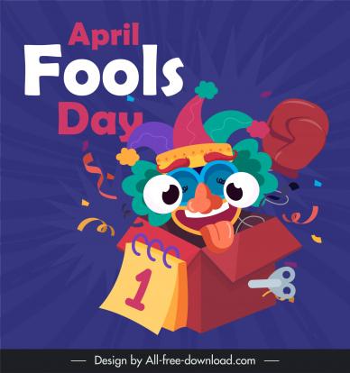april fools day banner template dynamic funny clown face box