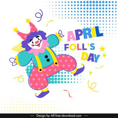 april fools day banner template flat dynamic handdrawn clown