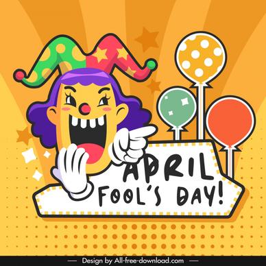 april fools day poster template flat cartton clown face
