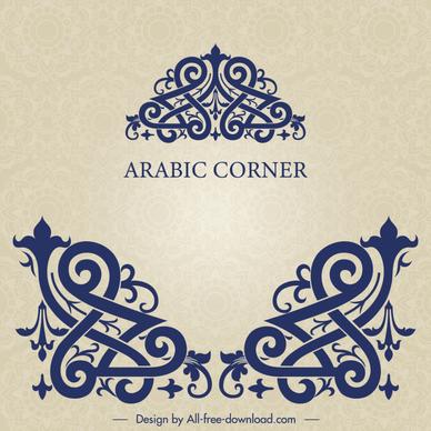 arabic corner design elements symmetrical messy curves