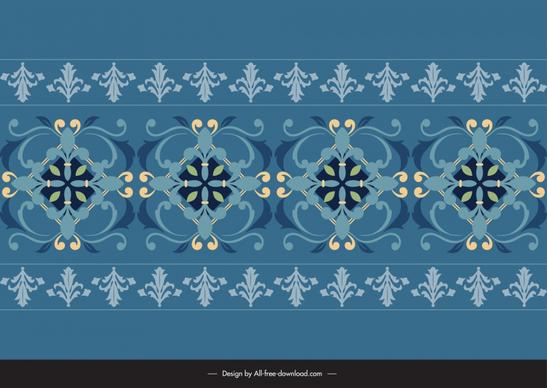 arabic floral seamless border template symmetric curves repeating 
