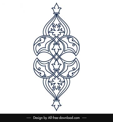 arabic islamic art template elegant black white symmetric floral curves outline
