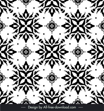 arabic pattern template flat black and white repeating floral sketch