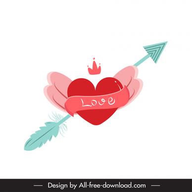archer valentine icon dynamic 3d arrow heart ribbon decor