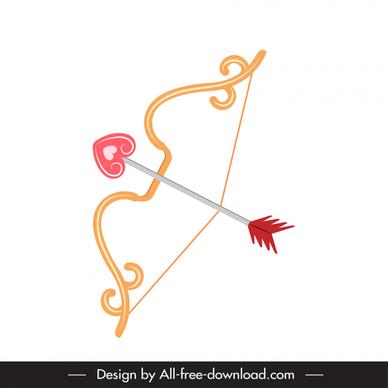 archer valentine icon symmetric bow arrow heart sketch