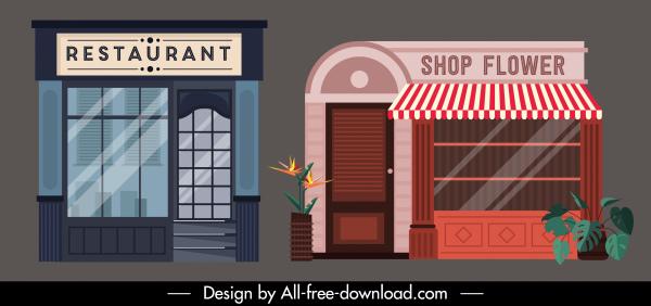 architecture exterior templates colored flat sketch