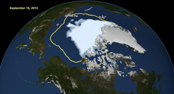 arctic sea ice hits smallest extent in satellite era