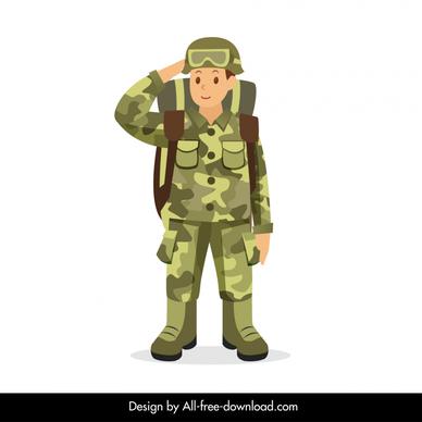 army captain icon man salute gesture sketch cartoon character