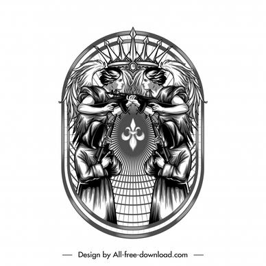 army of heaven sticker template elegant retro symmetric design human imperial elements sketch