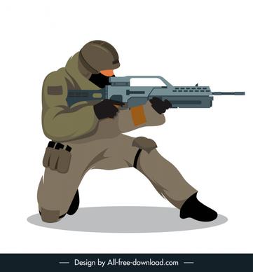 army soldier icon flat cartoon sketch