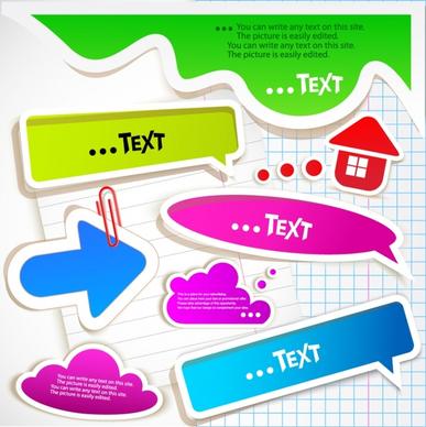 papercut stickers templates flat modern colorful shapes