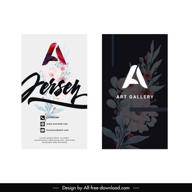 art gallery business card templates elegant contrast flora