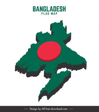 artistic design on bangladesh flag and map sign 3d sketch