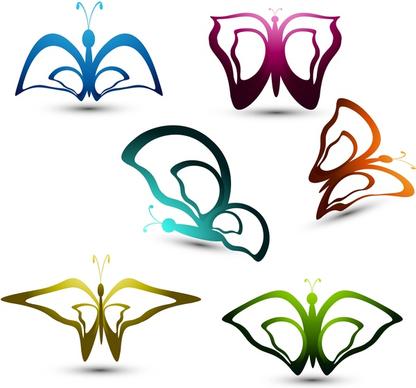 artistic styles multicolor butterfly colorful design vector