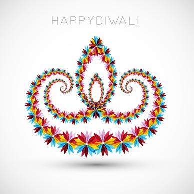 artistic with floral colorful decoration for diwali festival celebration design vector
