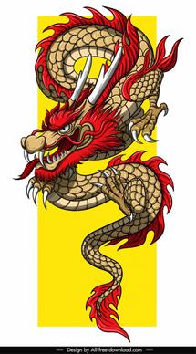asian dragon template colorful impressive design