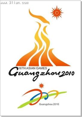 2010 asian games banner fire icons colorful design