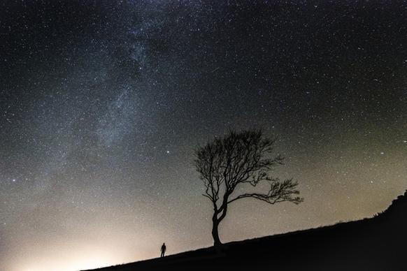 astronomy backlit evening galaxy landscape light