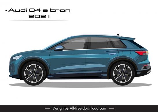 audi q4 2021 car advertising poster modern flat side view outline 