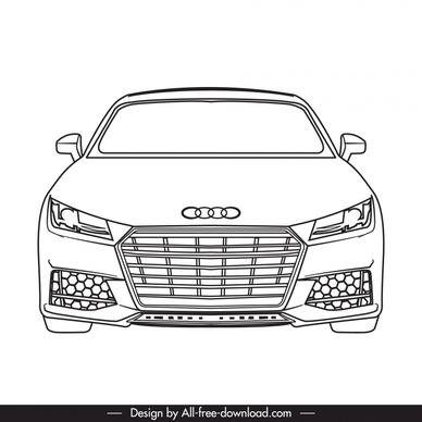 audi tt 2022 car model icon flat black white handdrawn front view outline  