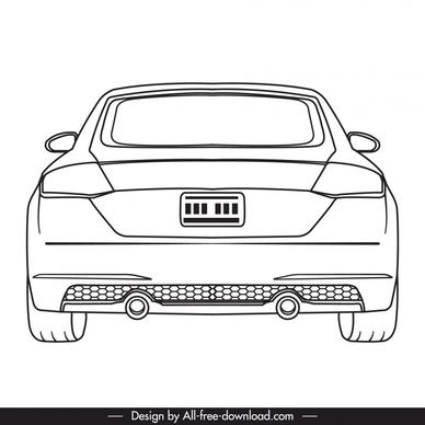 audi tt 2022 car model icon flat black white handdrawn rear view outline  