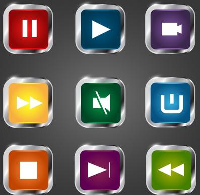 audio buttons icons shiny squares ornmanet