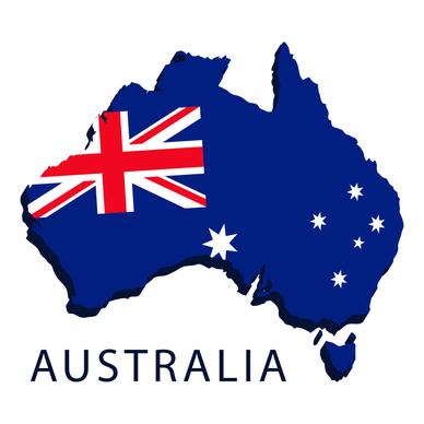 australia map with flag backdrop template modern 3d sketch