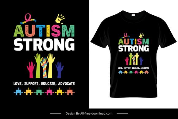 autism strong tshirt template classical colorful texts arms jigsaw puzzles decor