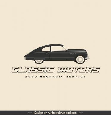auto mechanic service advertising banner flat retro car outline 