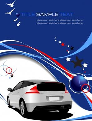 car advertising banner modern 3d colorful curves stars