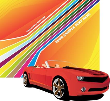car advertising banner 3d colorful sketch