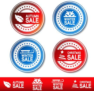 autumn and winter offer labels stickers vector