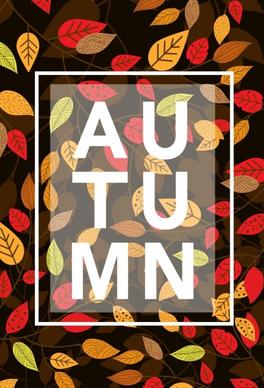 autumn backdrop leaf icons multicolored dark design