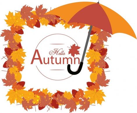 autumn background colorful dried leaves frames umbrella ornament
