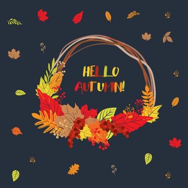 autumn background colorful leaves bag icon onament