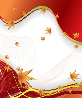 autumn background template leaves curves motion decor