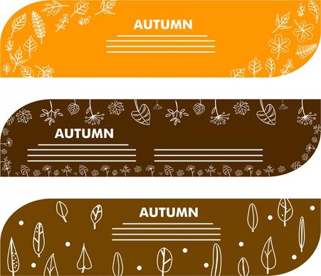 autumn decoration banners sets leaves and flower design