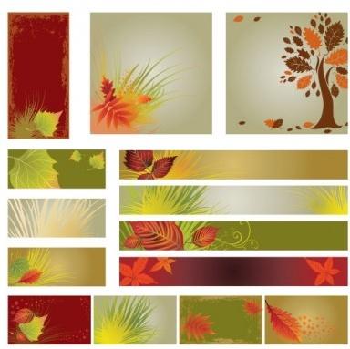 autumn flag banner with background vector