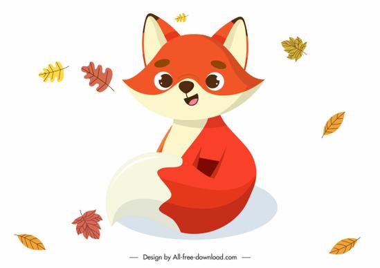 autumn fox icon cute cartoon sketch